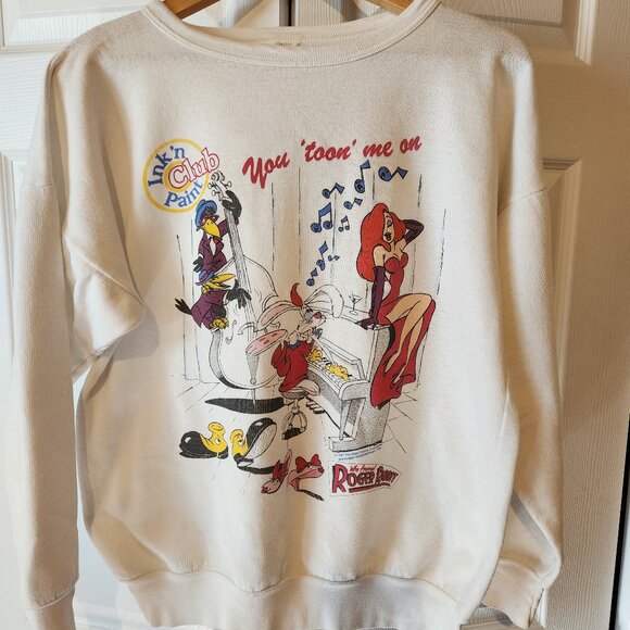 VINTAGE Disney Roger Rabbit Crew M - Picture 1 of 2